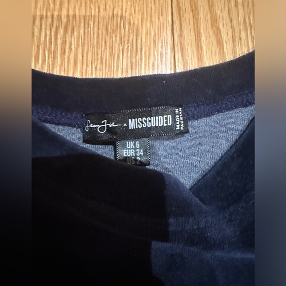 Missguided x Sean John Navy Velour Suede Oversized tee t-shirt women us 2 - Picture 5 of 7